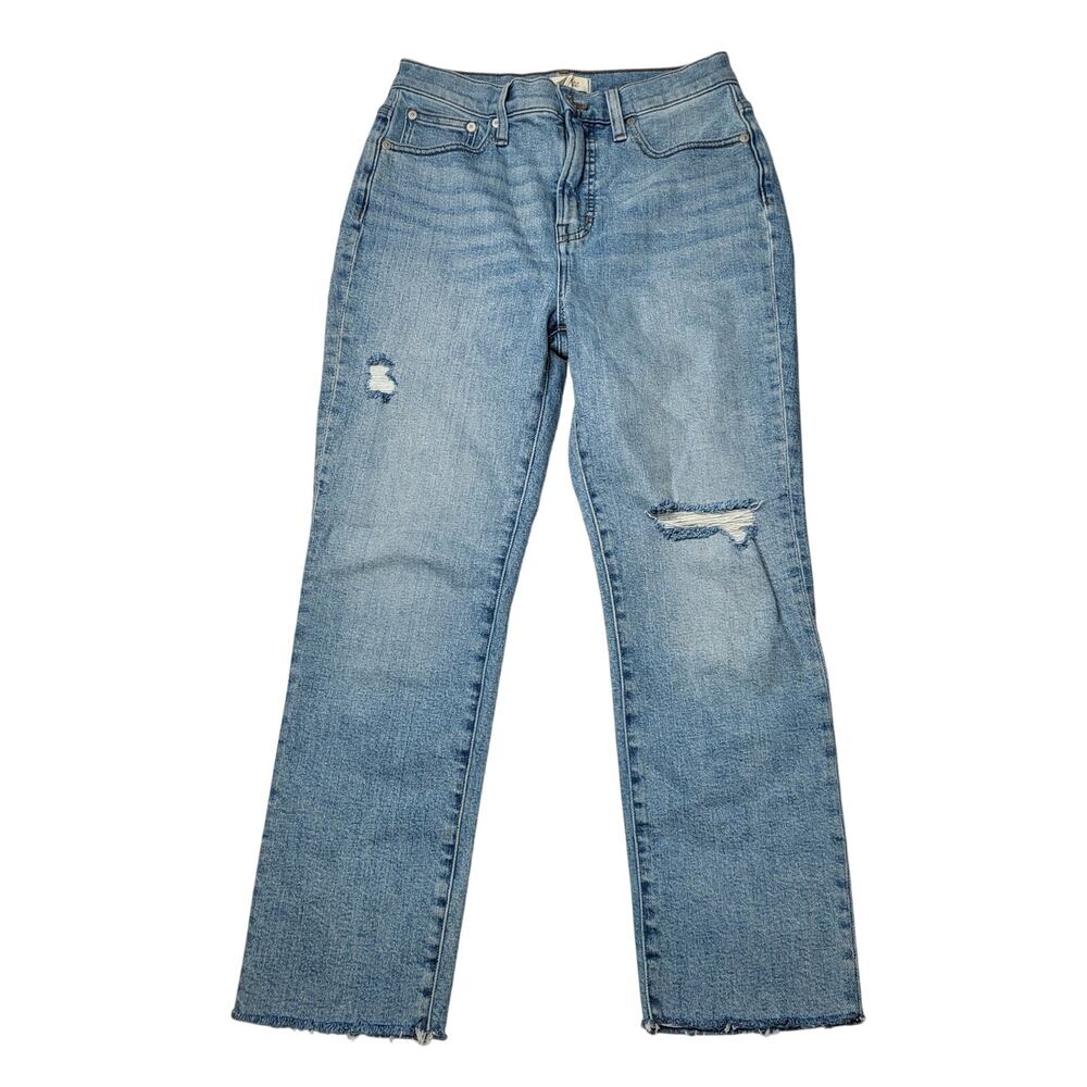 Madewell Petite Perfect Vintage Jeans Worn In Ripped Distressed Raw Hem 26P - Picture 3 of 12